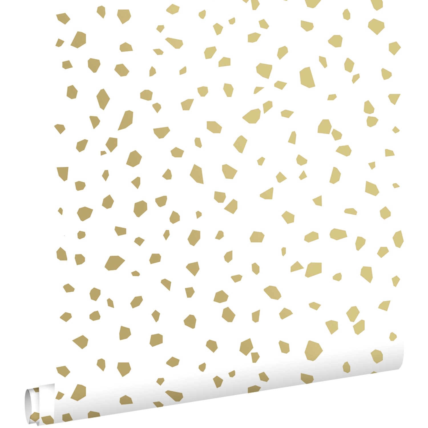 ESTAhome Tapete Terrazzo-Motiv Weiß und Gold 53 cm x 10.05 m günstig online kaufen
