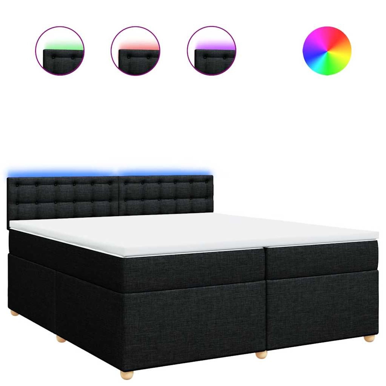 vidaXL Boxspringbett mit Matratze Schwarz 200x200 cm Stoff 3289103 günstig online kaufen