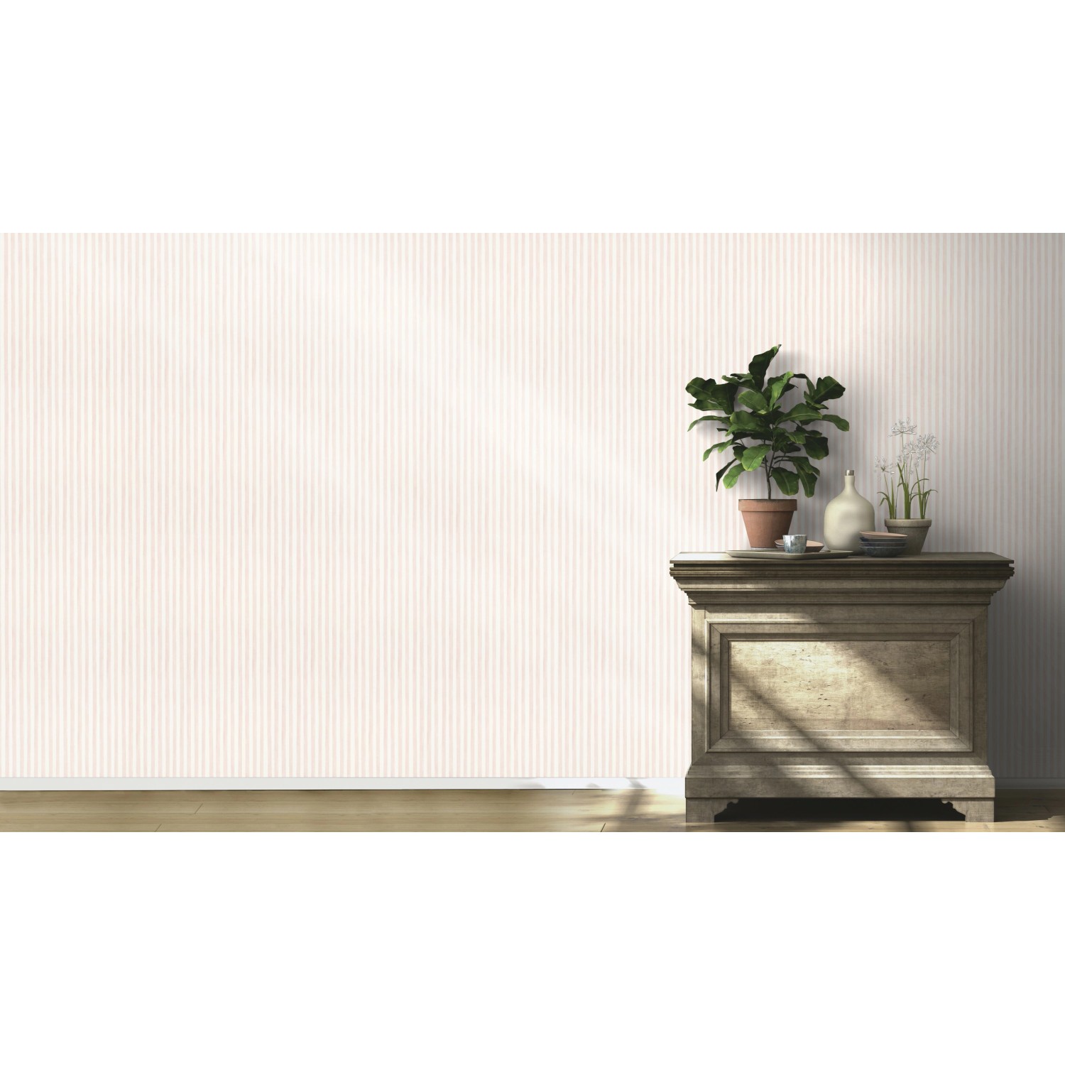 Rosa gestreifte Vliestapete Rasch Bambino XIX 252750 im Kinderzimmer.