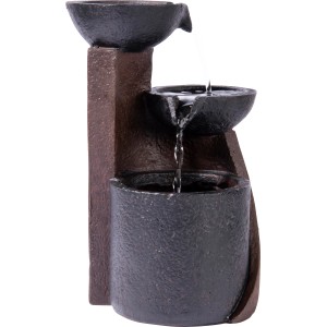 Dobar Zimmerbrunnen Kaskade in Steinoptik mit 3 Stufen und Deko-Steinen.