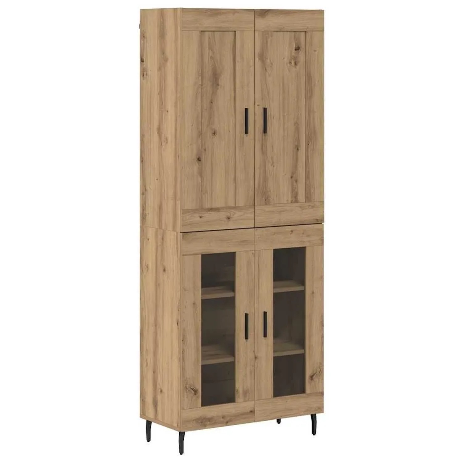 vidaXL Highboard 2-Tlg Artisan-Eiche Engineered Wood und Glas 3403187 günstig online kaufen