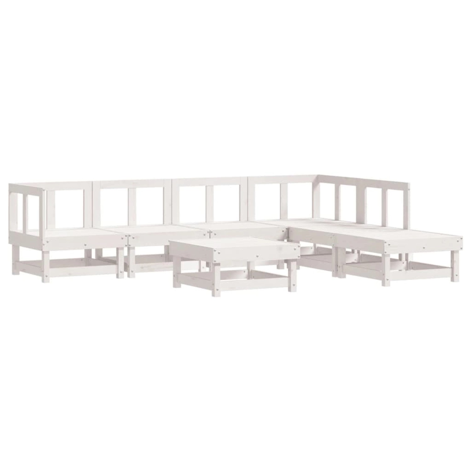 vidaXL 7-Tlg Garten-Lounge-Set Weiß Massivholz Kiefer 3186404