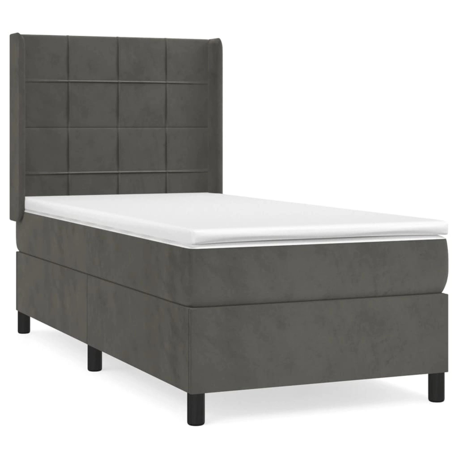 vidaXL Boxspringbett mit Matratze Dunkelgrau 90x190 cm Samt 3132652 günstig online kaufen