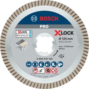 Bosch X-Lock Diamanttrennscheibe 125 mm für Winkelschleifer. Saubere Schnitte in Keramik, Porzellan, Feinsteinzeug.