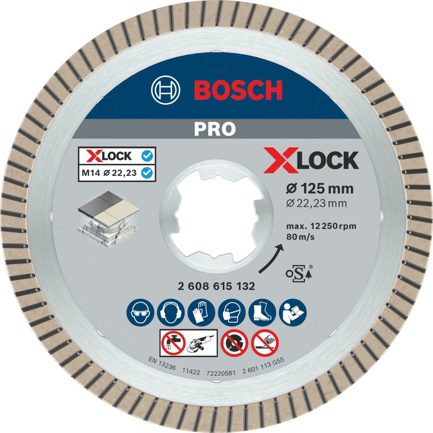 Bosch X-Lock Diamanttrennscheibe Best for Ceramic Extra Clean Turbo Ø 125 mm