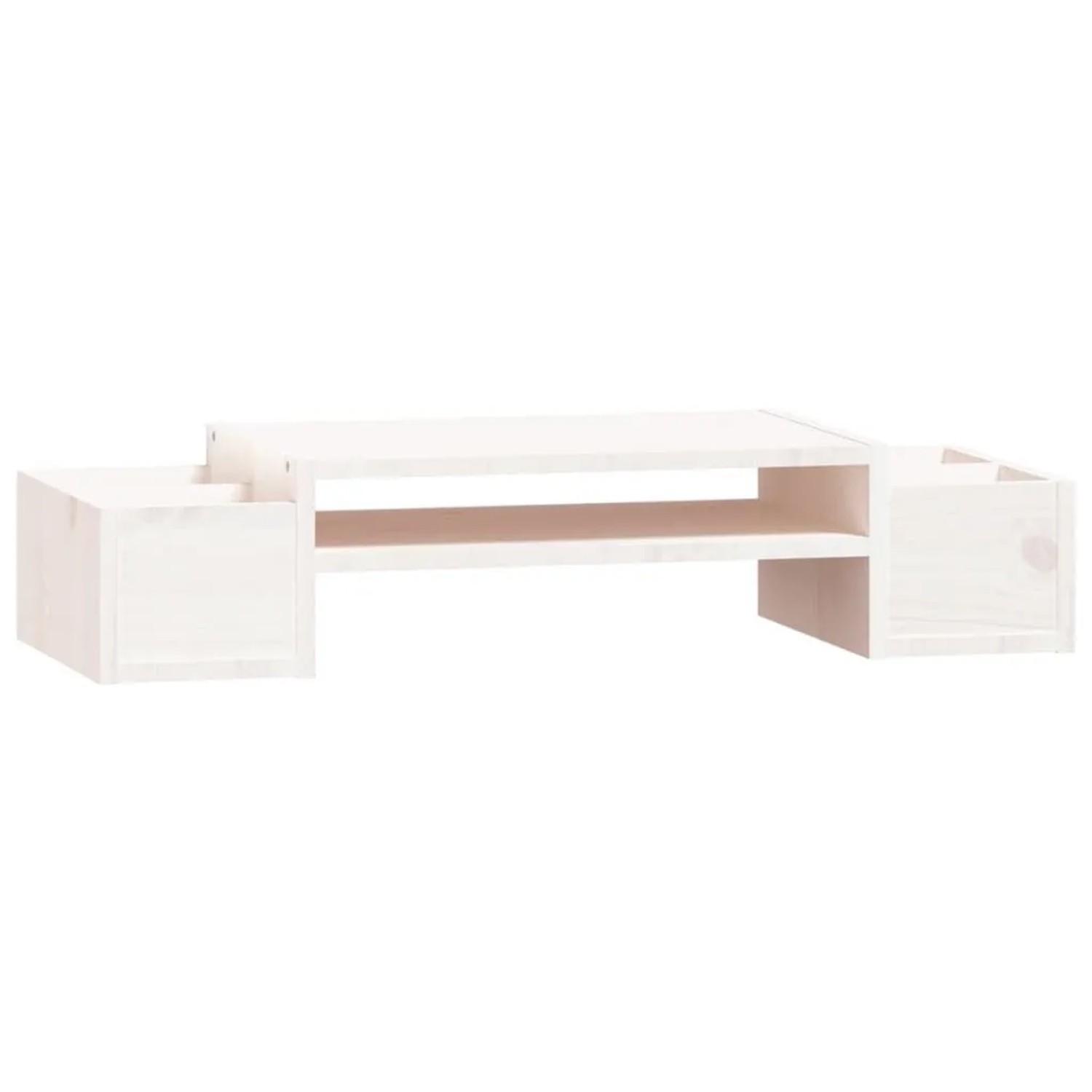 vidaXL Monitorständer Weiß 70x27,5x15 cm Massivholz Kiefer 813965