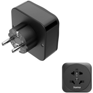 Hama Reiseadapter Typ E/F mit USB-C und USB-A, 3-polig, schwarz. Ideal für Europa.