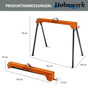Holmwerk Arbeitsbock Klappbock, 4er Set, Traglast 1000kg, mit Maßangaben.