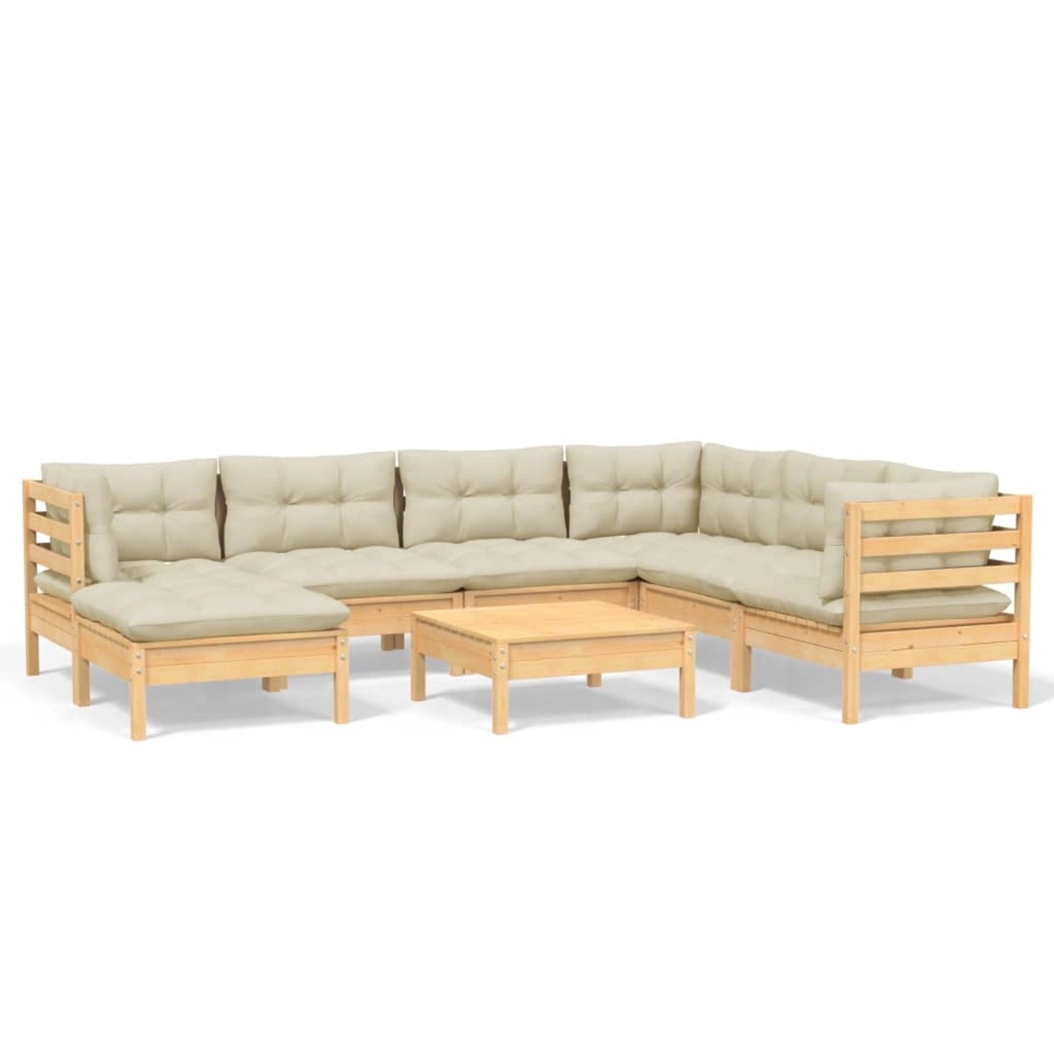 vidaXL 8-tlg Garten-Lounge-Set mit Creme Kissen Massivholz Kiefer Modell 13