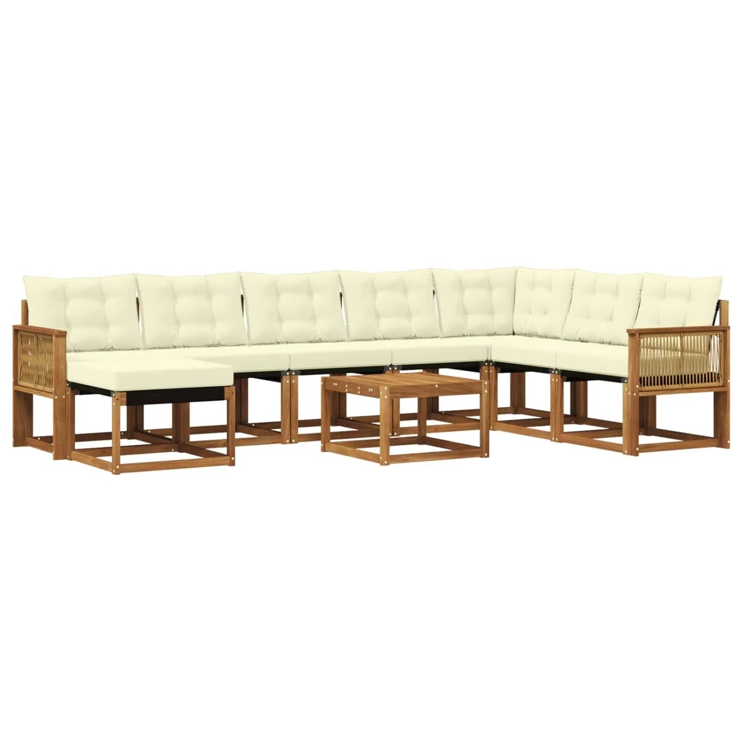 vidaXL Outdoor-Sofagarnitur mit Kissen 9 Stk Natur und Creme 3382162