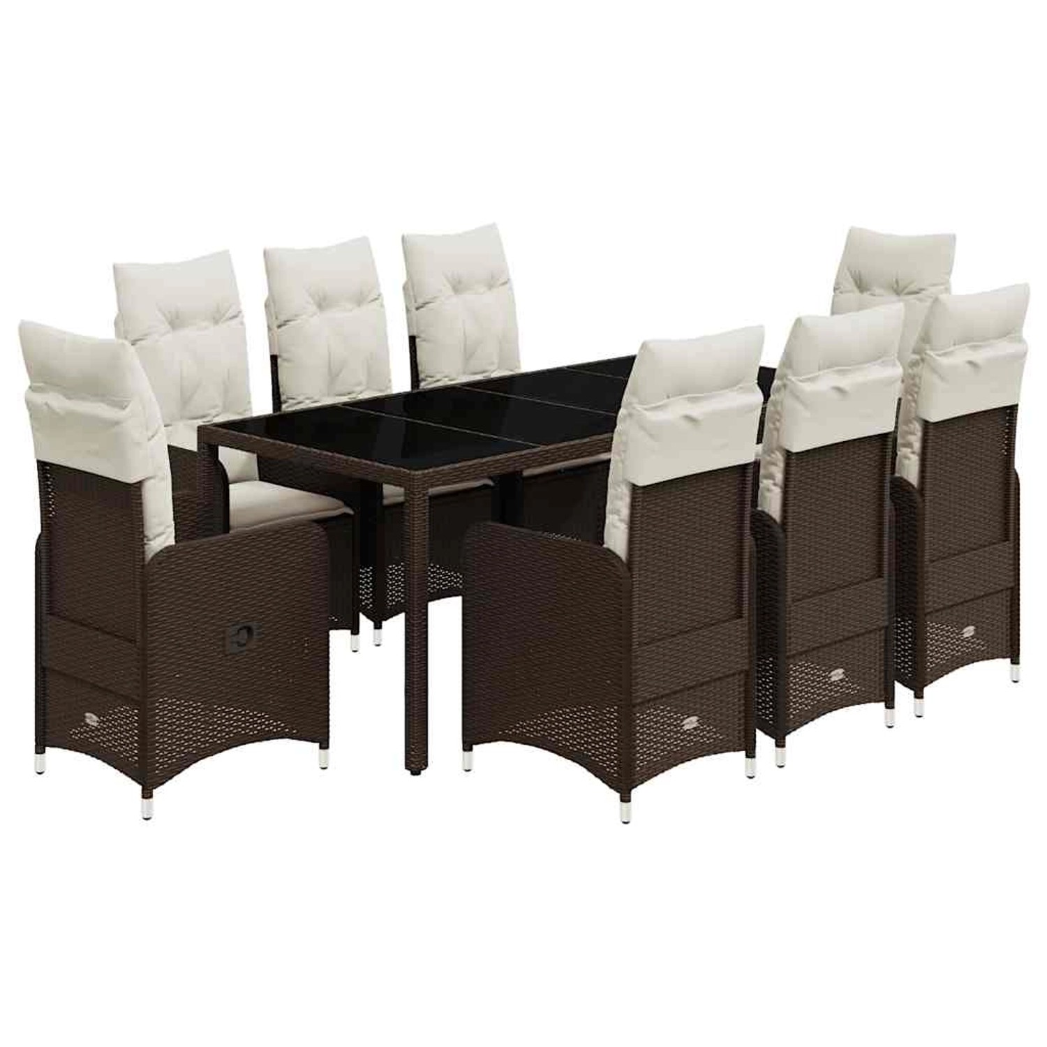 vidaXL 9-Tlg Garten-Bistro-Set mit Kissen Braun Poly Rattan 3277070