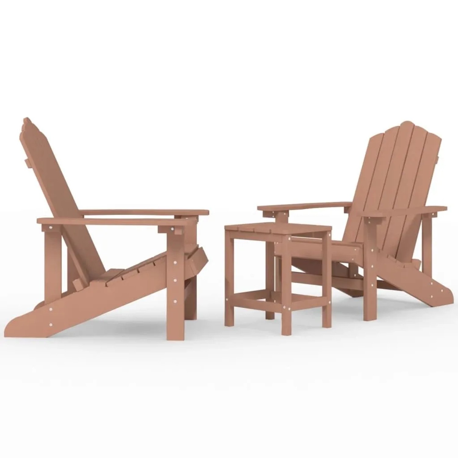 vidaXL Adirondack-Gartenstühle mit Tisch HDPE Braun 3095706