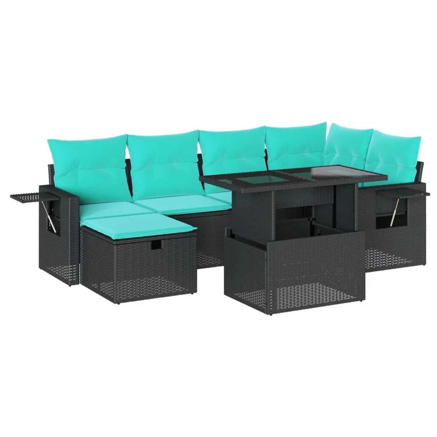 vidaXL 7-Tlg Gartensofa-Set mit Kissen Schwarz Polyrattan 3274977 günstig online kaufen