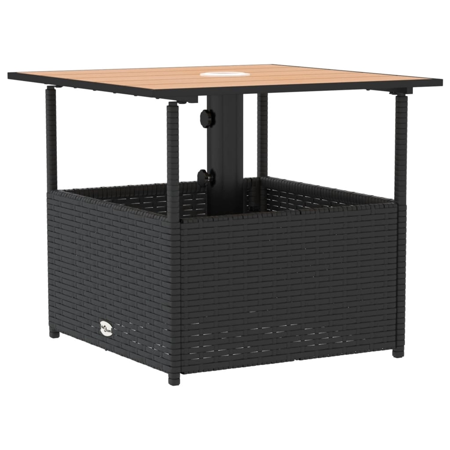 vidaXL Gartentisch mit Schirmloch Schwarz 55x55x46,5 cm Poly Rattan 364117 günstig online kaufen