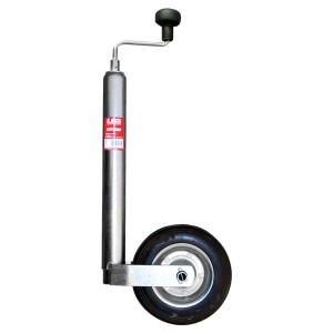 Las Vollgummi-Stützrad mit Kurbel für Autoanhänger, Stahl verzinkt, Radgröße 2x5 cm.