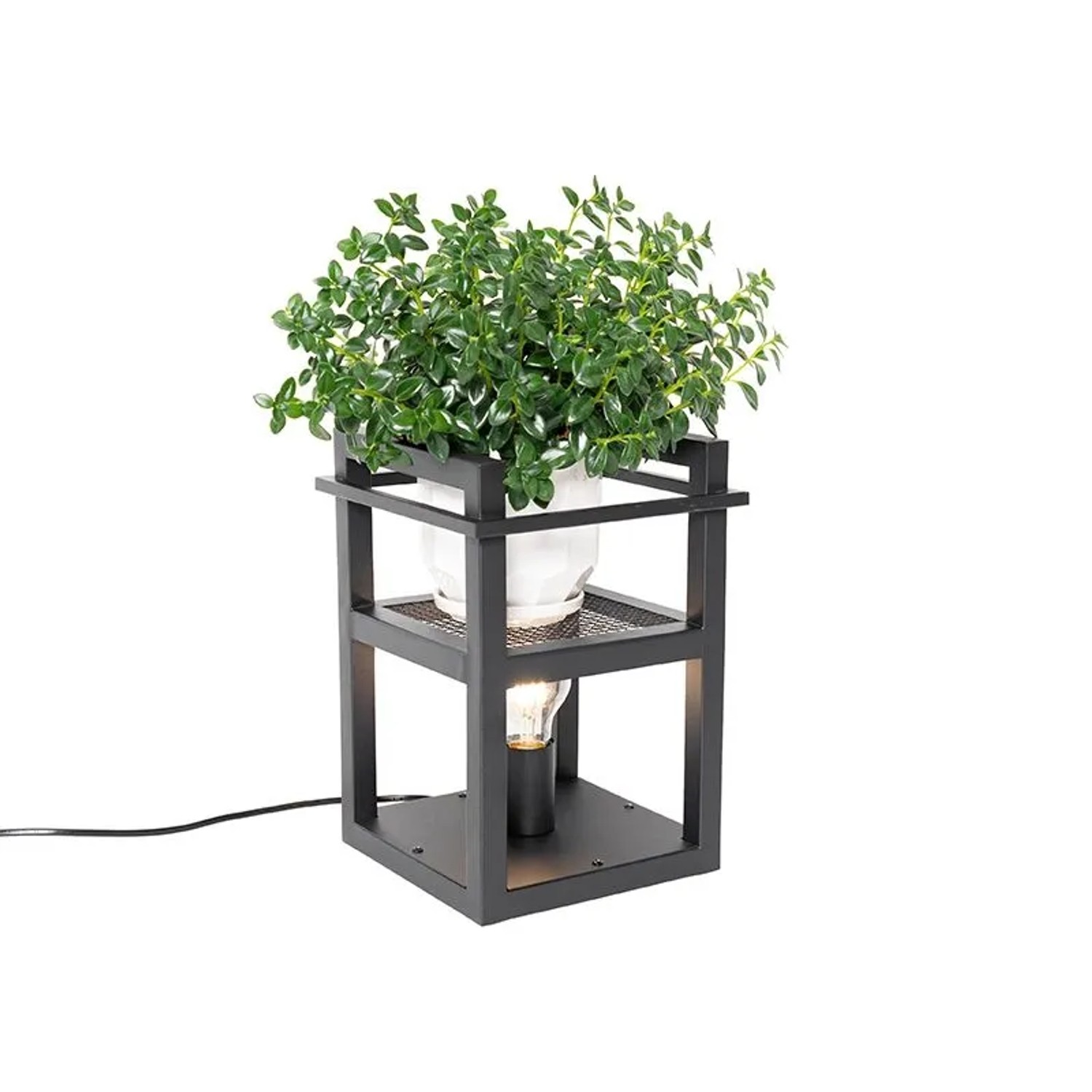 QAZQA Industrielle Tischlampe Schwarz Cage Rack