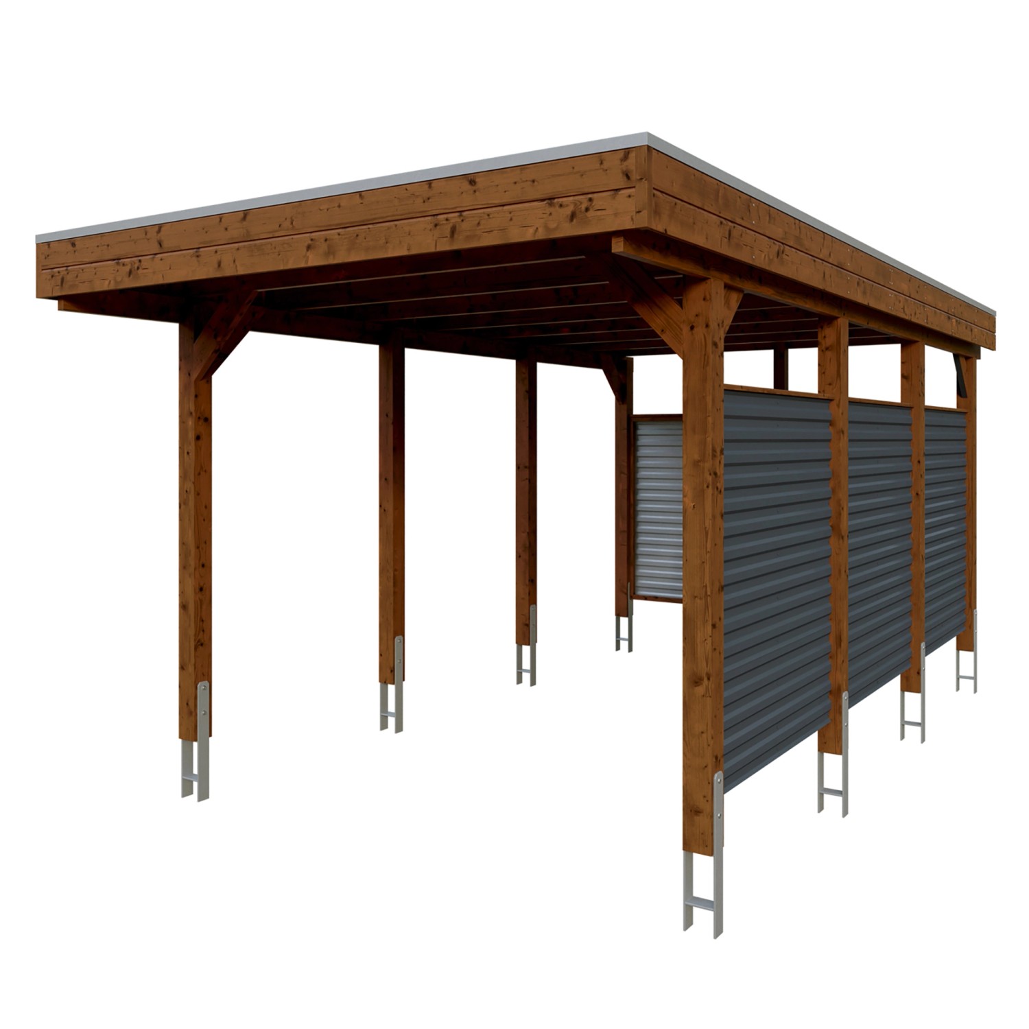 Skan Holz Carport Friesland Hybrid 314 cm x 555 cm Nussbaum günstig online kaufen