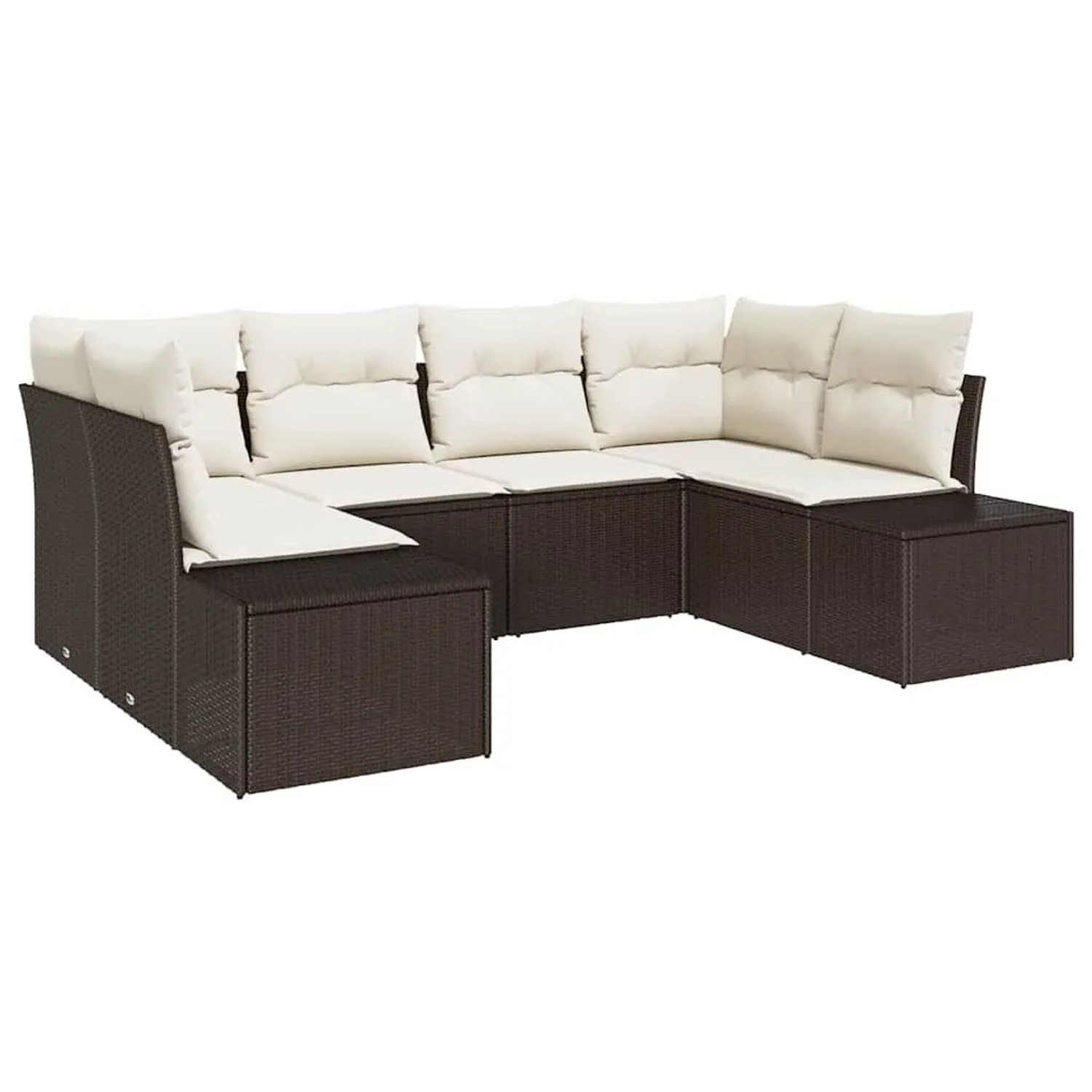vidaXL Gartensofa-set mit Speicher 6-Tlg Braun und Creme Poly-Rattan 335586 günstig online kaufen