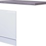 Flex-Well Joelina Geschirrspüler-Paket, teilintegriert, weiß mit grauer Arbeitsplatte.