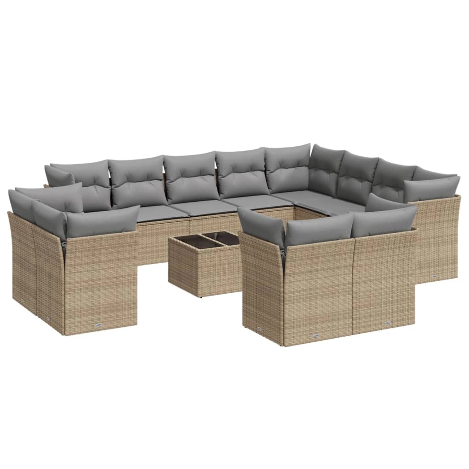 vidaXL 13-Tlg Garten-Sofagarnitur mit Kissen Beige Poly Rattan 3218539 günstig online kaufen