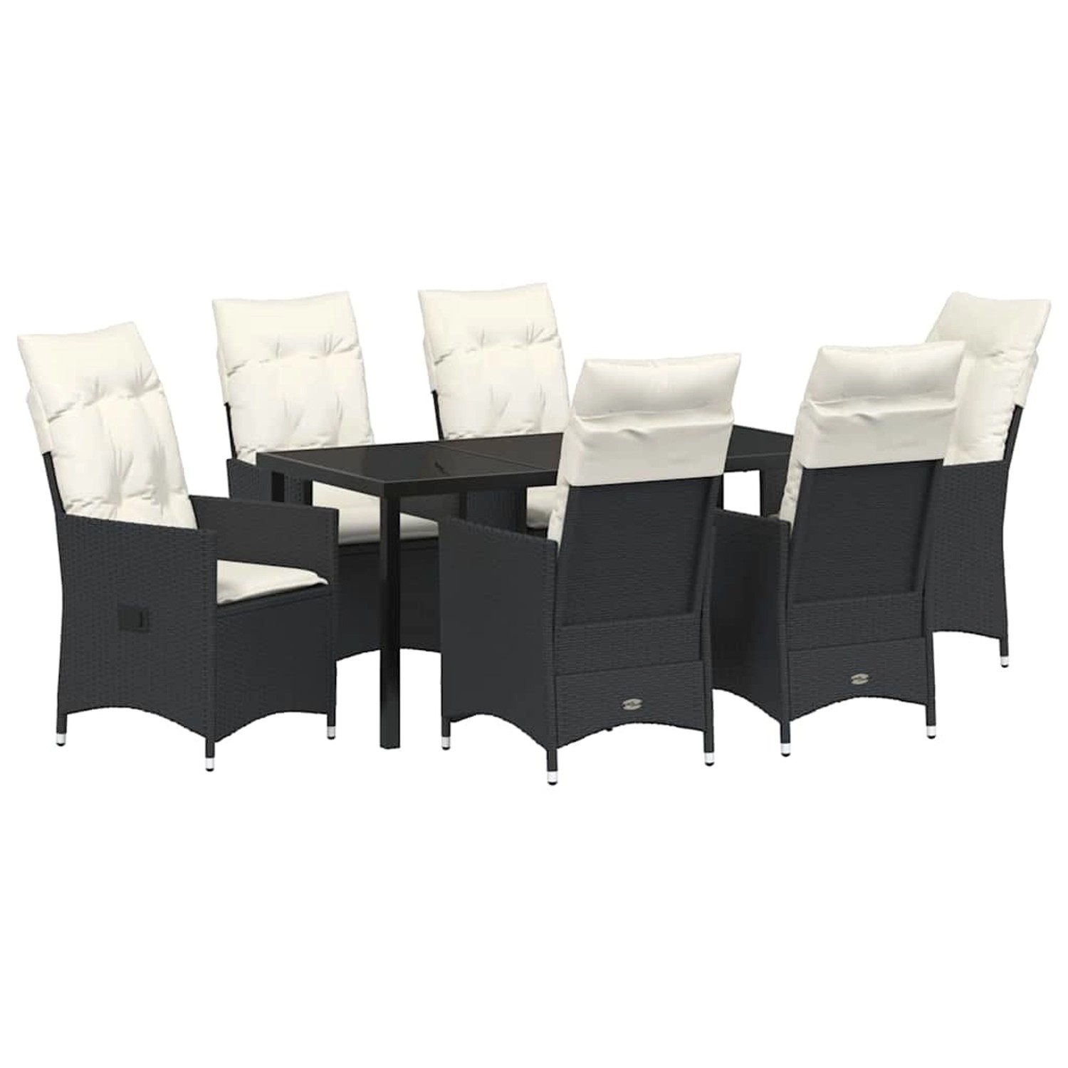 vidaXL Garten Essgruppe mit Kissen 7-Tlg Schwarz Poly Rattan 3379538 günstig online kaufen