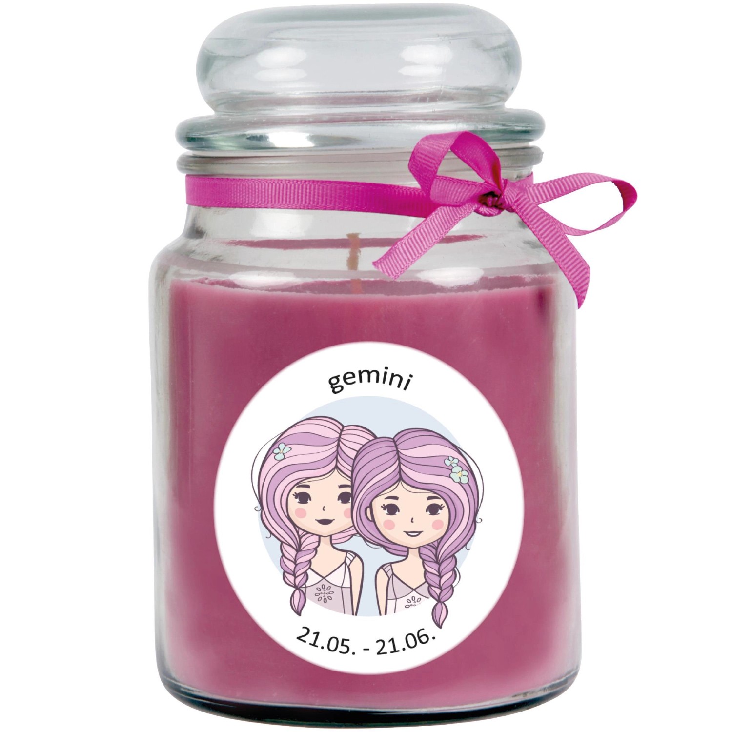 HS Candle Duftkerze & Glas Sternzeichen Lavendel 110 Stunden Zwillinge günstig online kaufen