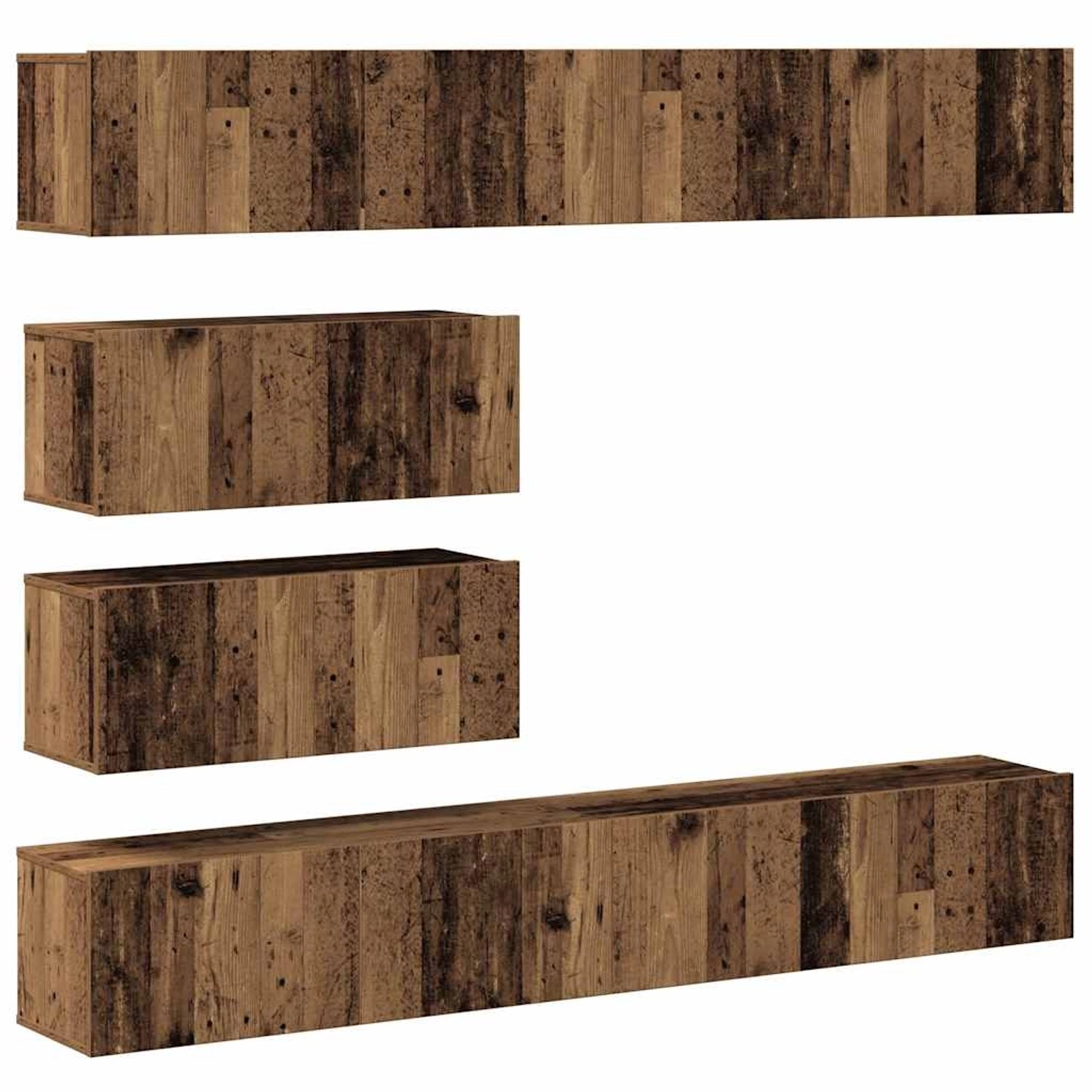 vidaXL 6-Tlg TV-Schrank-Set Wandmontage Altholz-Optik Holzwerkstoff 3329149