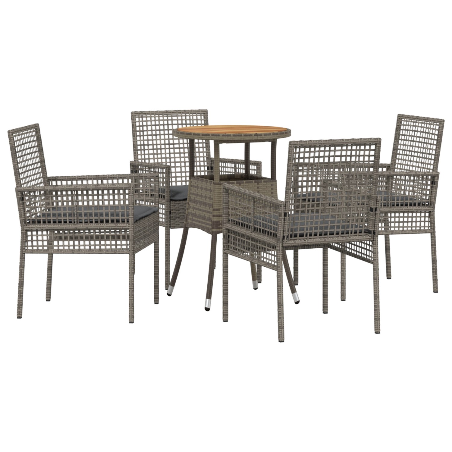 vidaXL Garten Essgruppe 5-Tlg Grau Poly Rattan 3334954 günstig online kaufen