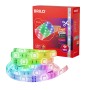 Brilo WiFi-LED-Strip RGB, 5 m, aufgerollt, mit transparenter Ummantelung und roter Verpackung. App-steuerbar, kürzbar.