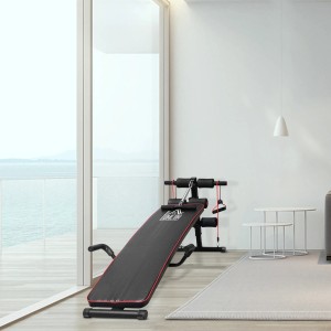 HOMCOM Bauchtrainer, schwarz-rot, mit Widerstandsbändern für vielseitiges Training zuhause.