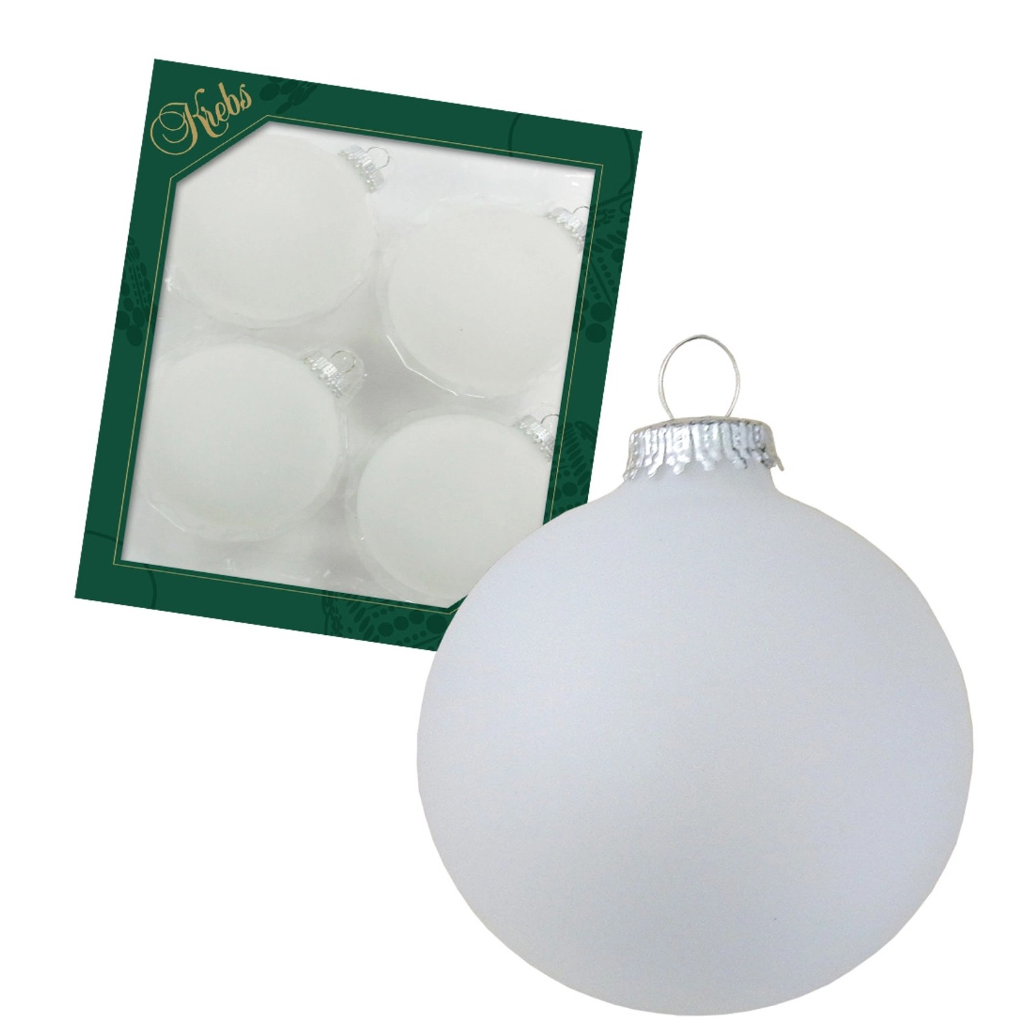 Krebs Glas Lauscha Weihnachtskugeln Uni-Design Evelina Weiß 8cm