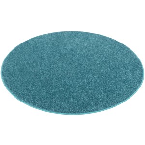 Runder, petrolfarbener Snapstyle Hochflor Teppich Cottage, 133cm Durchmesser.
