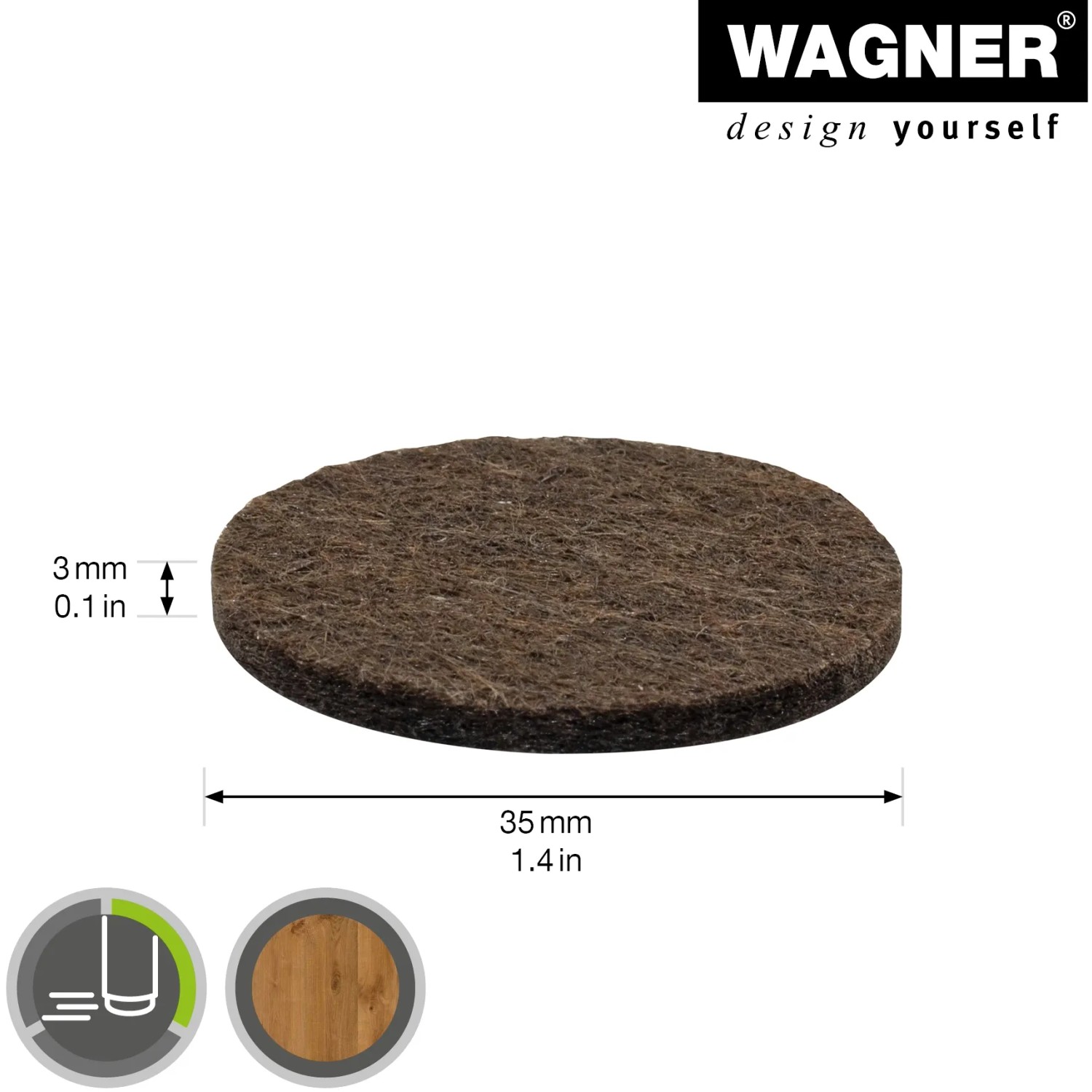Wagner Filzgleiter, braun, selbstklebend, 44 Stück. Möbelgleiter für optimalen Oberflächenschutz.