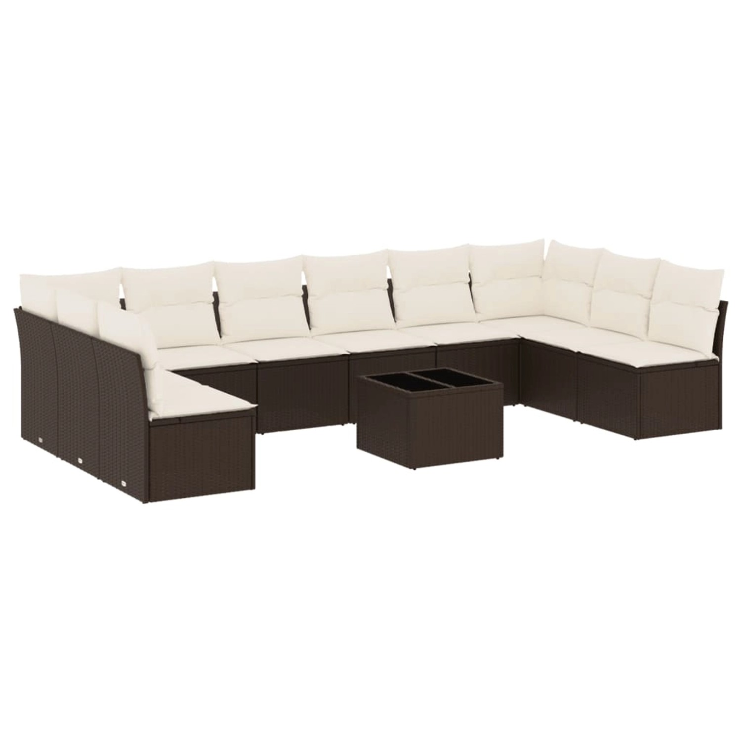 vidaXL 11-Tlg Garten-Sofagarnitur mit Kissen Braun Poly Rattan 3249942 günstig online kaufen