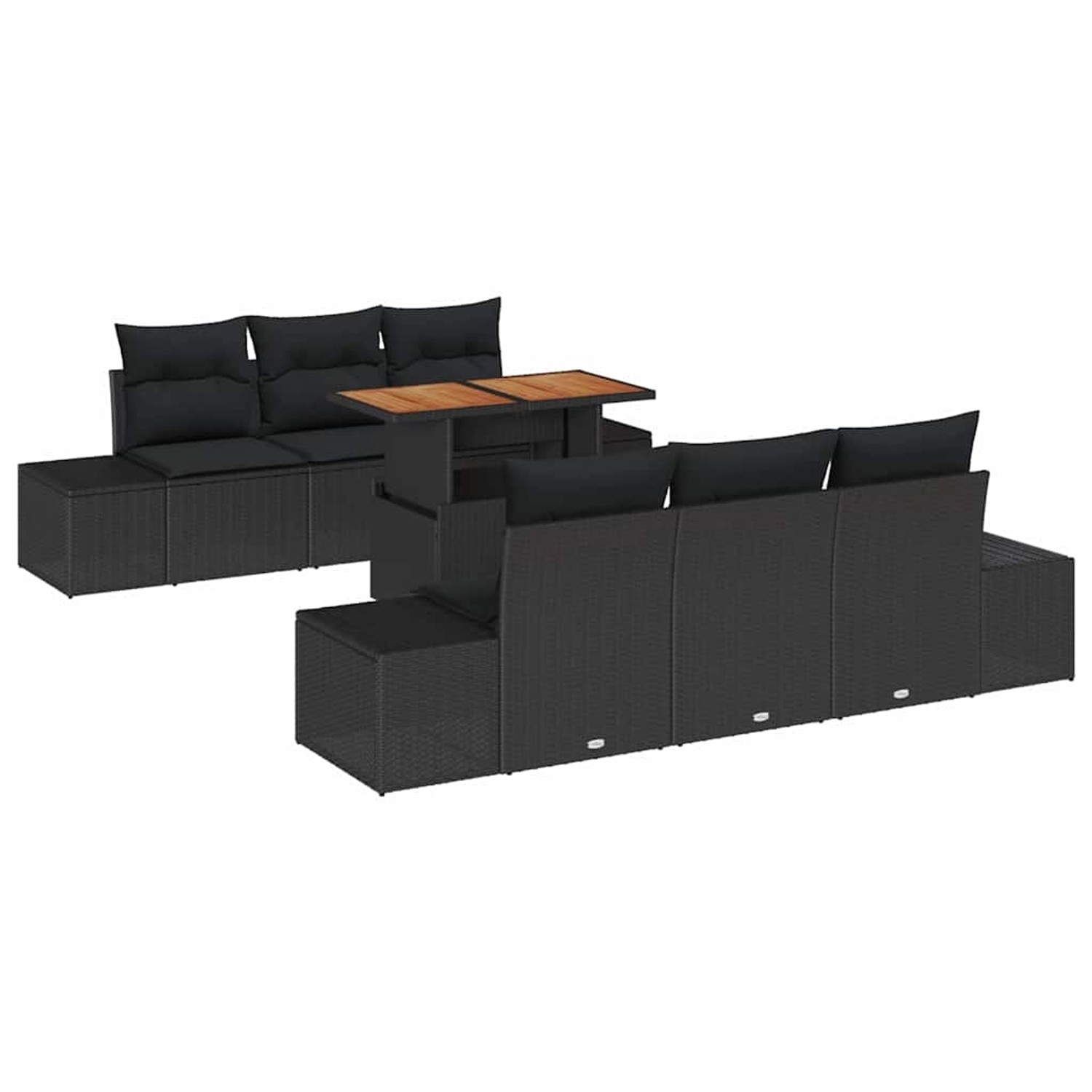 vidaXL Garten-Sofa-Set mit Speicher 7-Tlg Schwarz Poly Rattan 3358648 günstig online kaufen