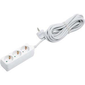 Weiße 3-fach Steckdosenleiste mit 5 m Kabel für den Innenbereich.