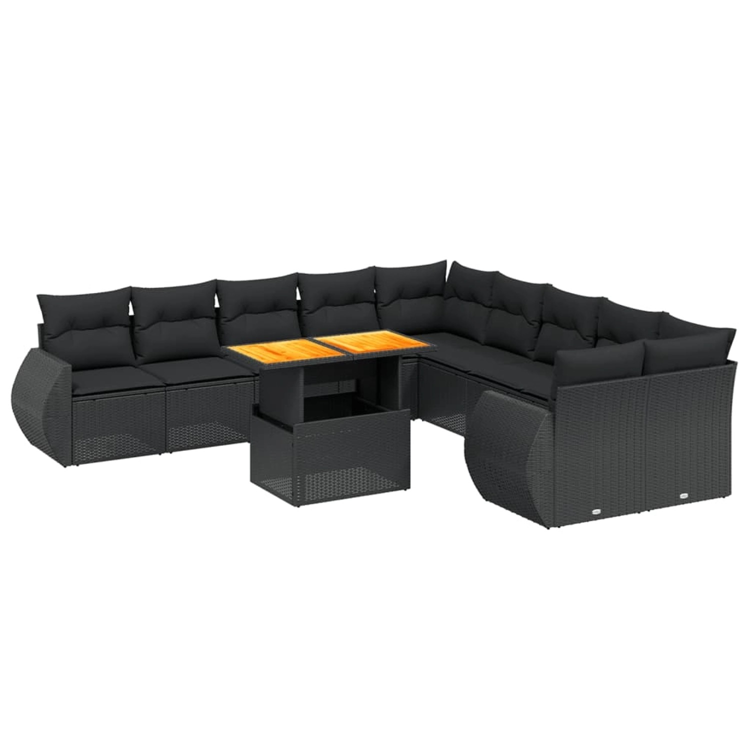 vidaXL 11-Tlg Garten-Sofagarnitur mit Kissen Schwarz Poly Rattan 3272385 günstig online kaufen