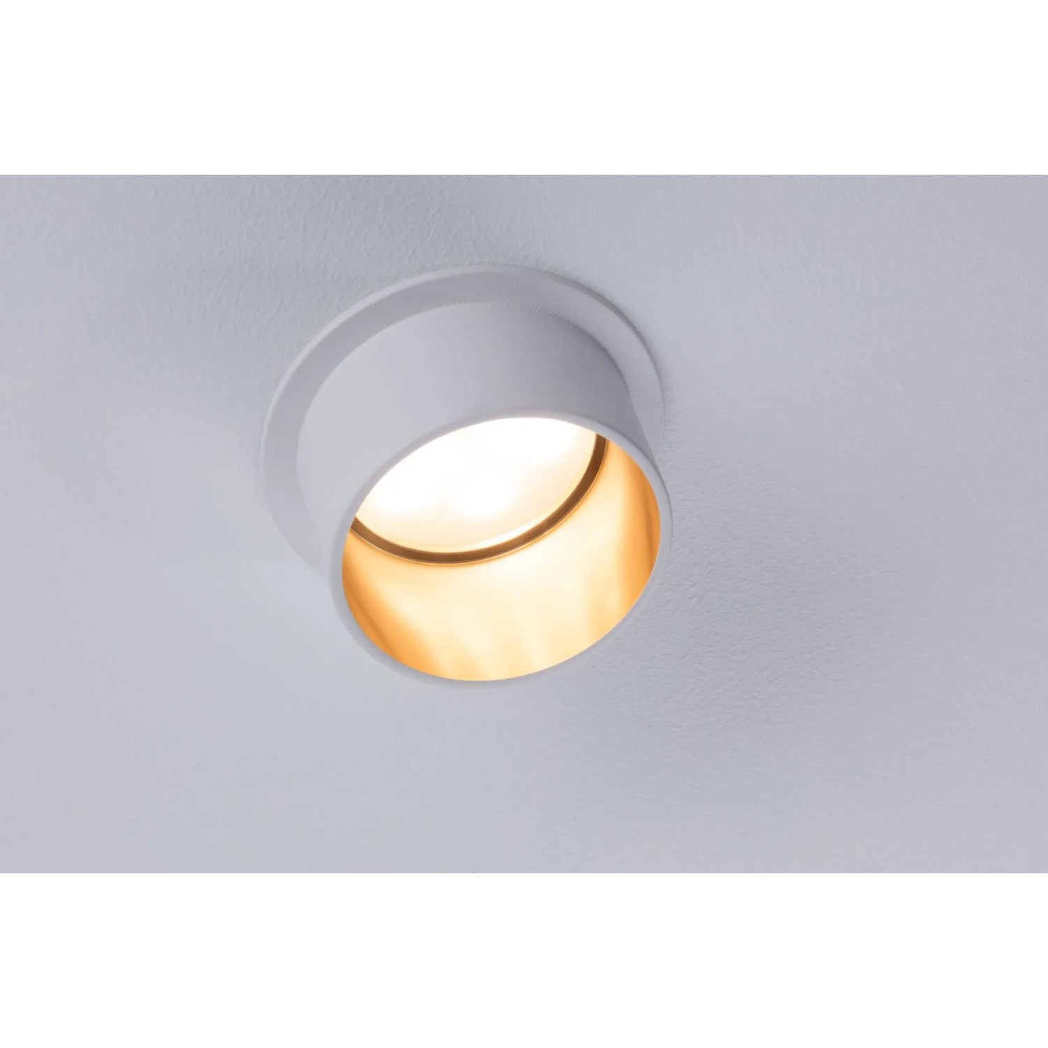 LED Einbaustrahler Gil Coin, 3er Set, weiß matt/gold, warmweißes Licht.