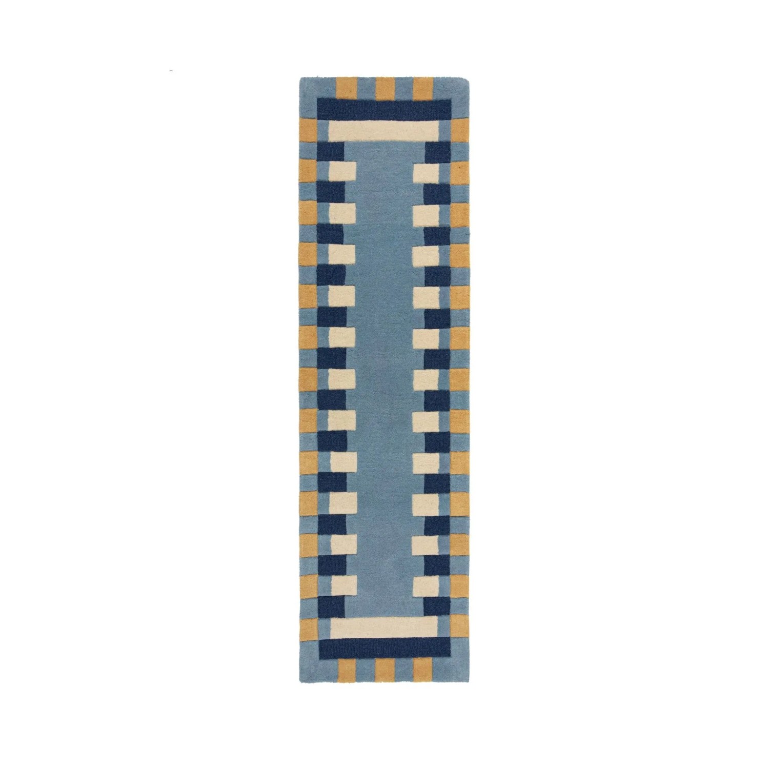 Flair Rugs Wollteppich Kai Wool Border 60 cm x 230 cm Blau