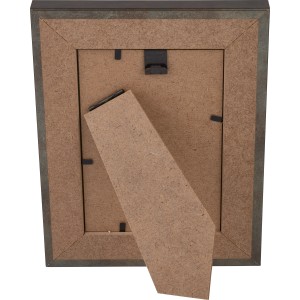 Rückansicht des silbernen MDF-Bilderrahmens Venezia 10x15 cm mit Aufsteller.