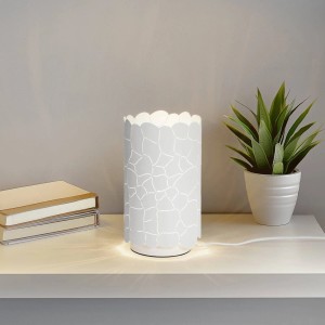 Weiße Lindby Tischlampe Aralena aus Metall, 26,5 cm hoch, für Wohnzimmer.