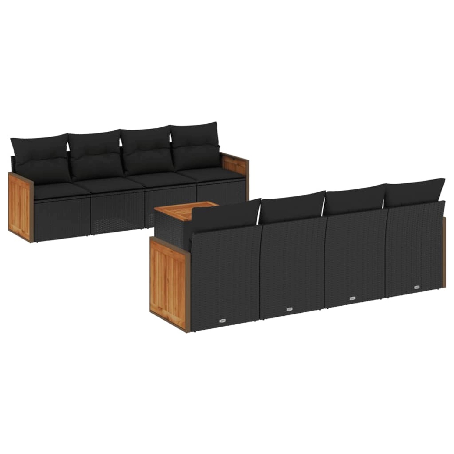 vidaXL 9-Tlg Garten-Sofagarnitur mit Kissen Schwarz Poly Rattan 3227497 günstig online kaufen