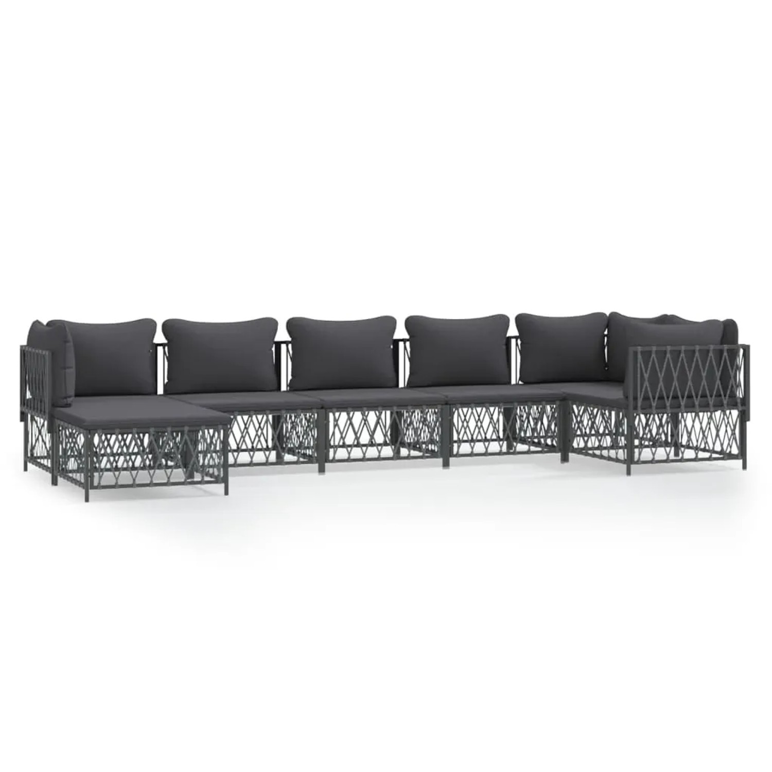 vidaXL 7-Tlg Garten-Lounge-Set mit Kissen Anthrazit Stahl 3186897
