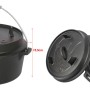 El Fuego Dutch Oven aus Gusseisen, 3,5 l Topf, 1 l Deckel, schwarz, für Grillutensilien.