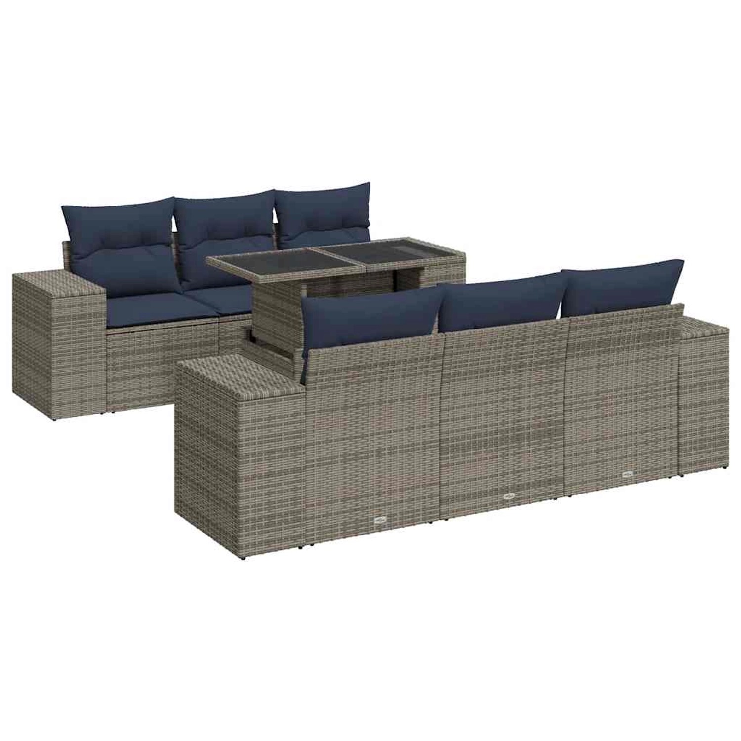 vidaXL 7-Tlg Garten-Sofagarnitur mit Kissen Grau Poly Rattan Akazie 3326742 günstig online kaufen