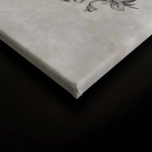 Detailansicht: Bricoflor Leinwandbild mit botanischer Zeichnung in Grau und Schwarz. Wanddekoration für Wohnräume.