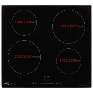 vidaXL Induktionskochfeld mit 4 Platten Touch Control Glas 7000 W 50787