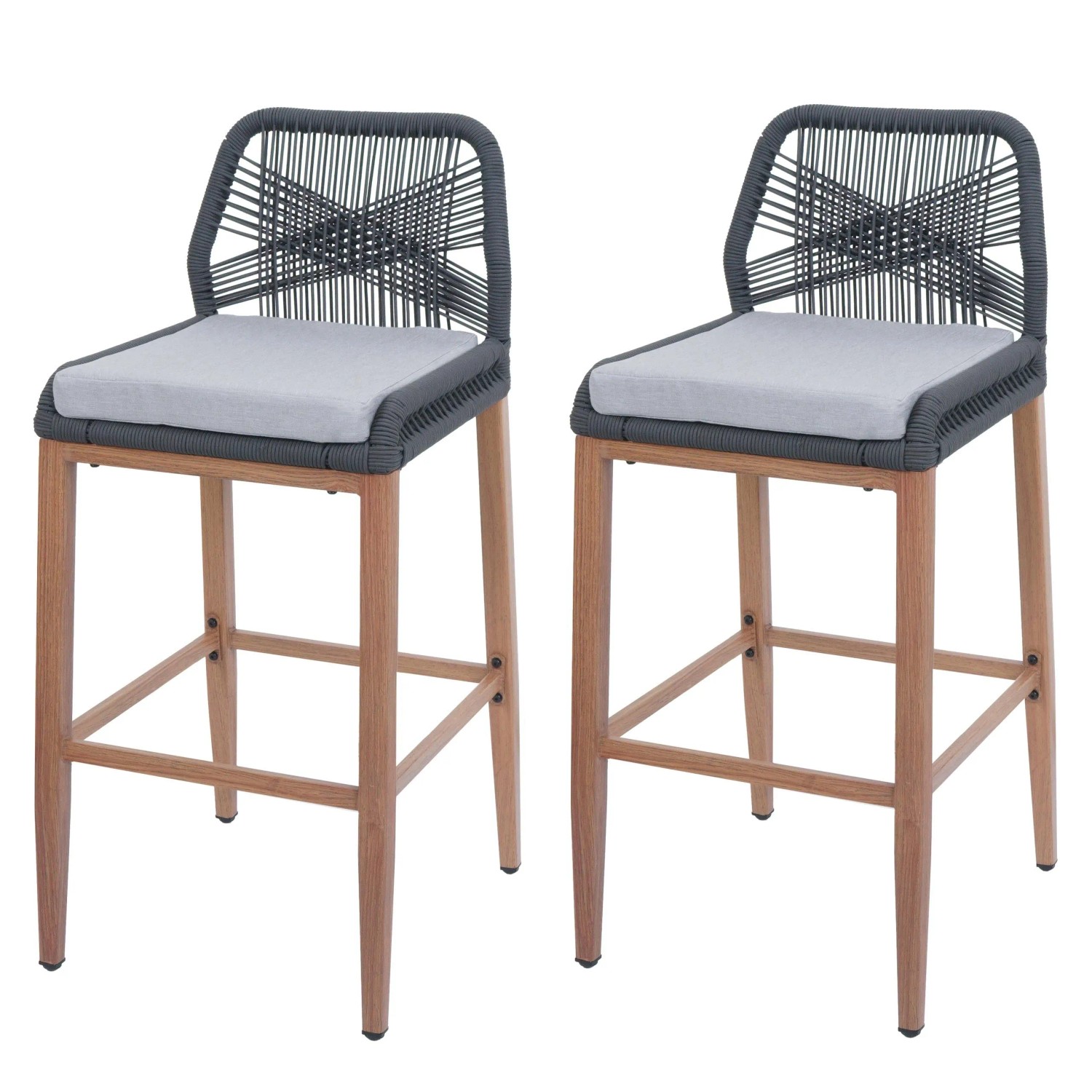 Proregal 2er-Set Rope-Barhocker HxBxT 101x45x50 cm Sitzhöhe 76cm Anthrazit günstig online kaufen