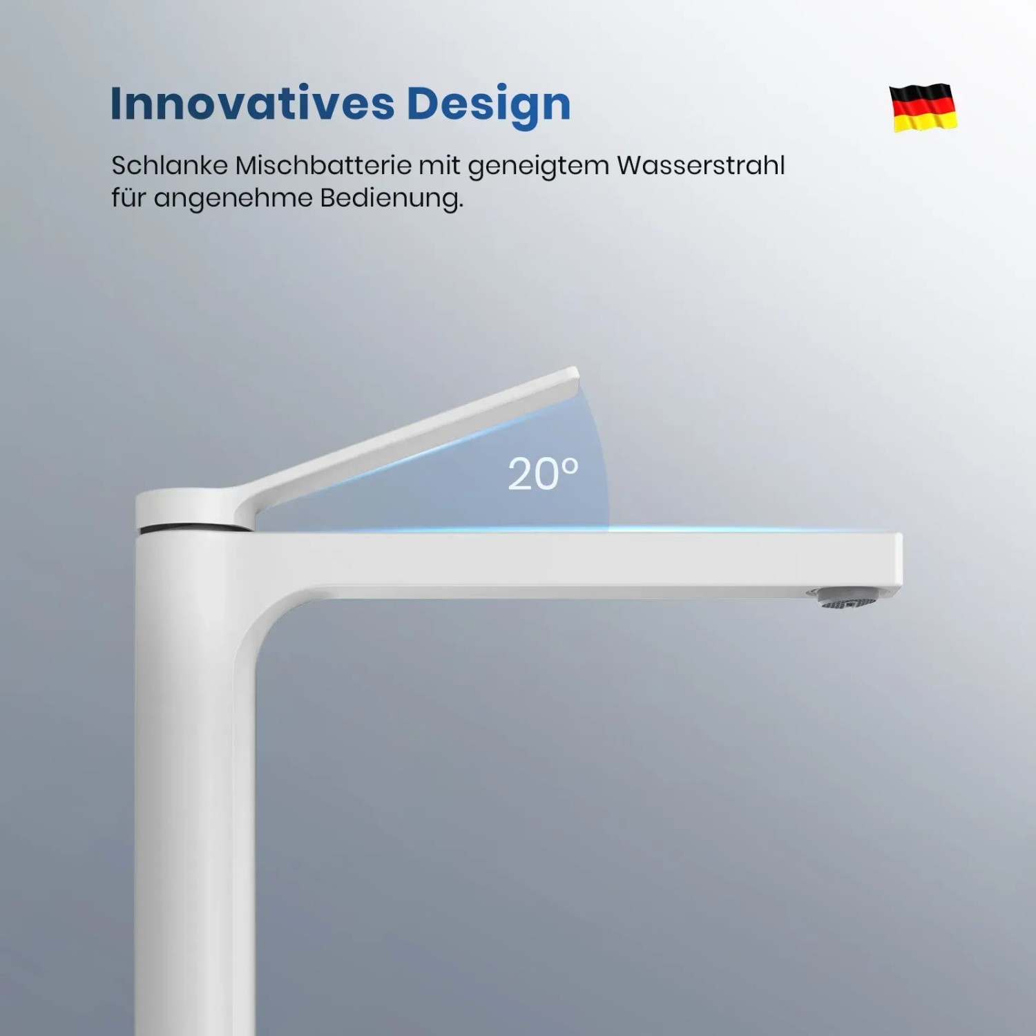Emke Wasserhahn Waschbeckenarmaturen 335 x 233 x 46 mm Weiß Mischbatterie Küchenarmatur mit Luftsprudler_3