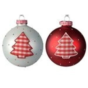 Kaemingk Glaskugel Mit Weihnachtsbaum Stoff Karo Weihnachtskugel Baumschmuck 2 er Set